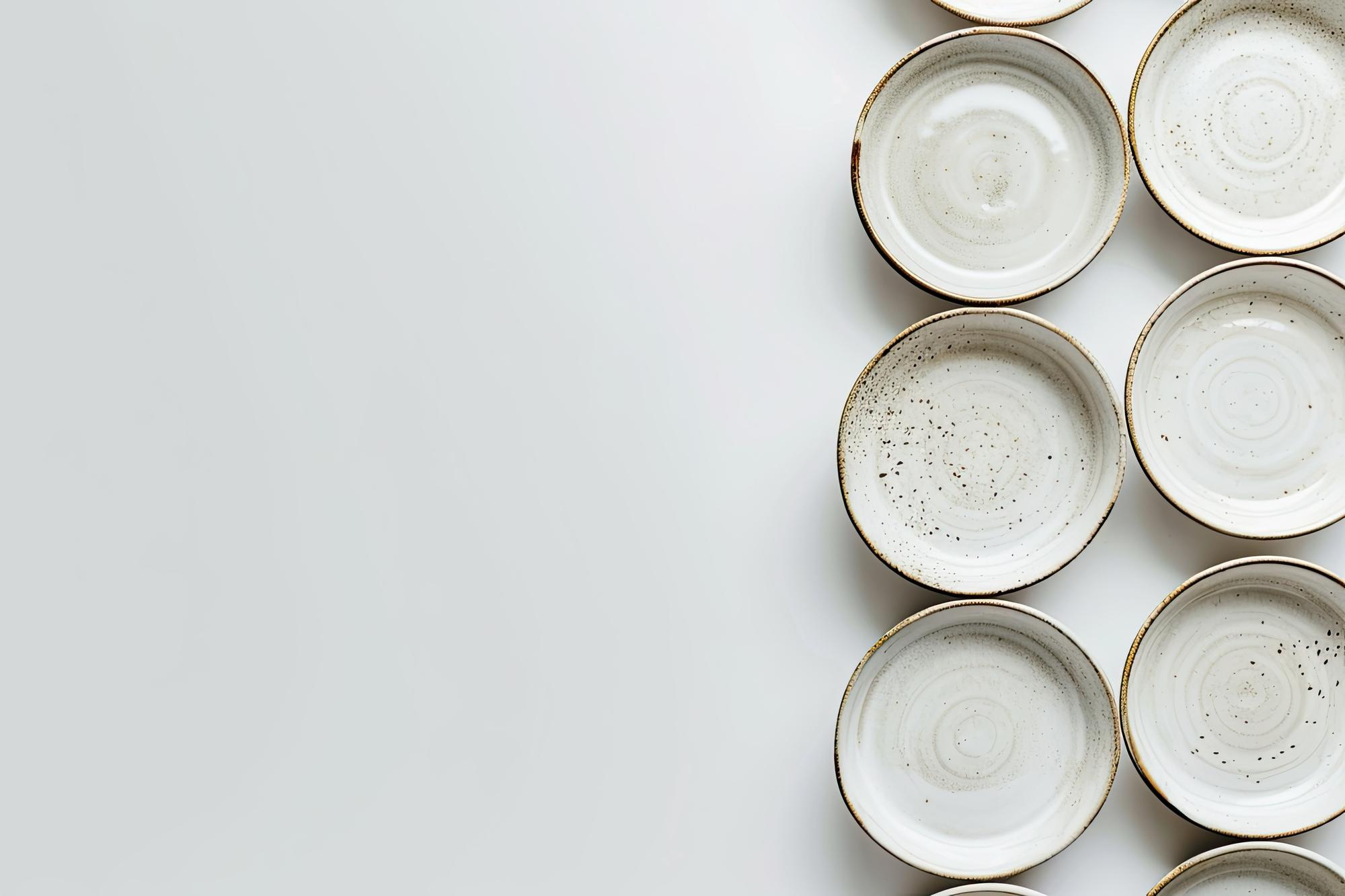 Assorted tasting plates on white table